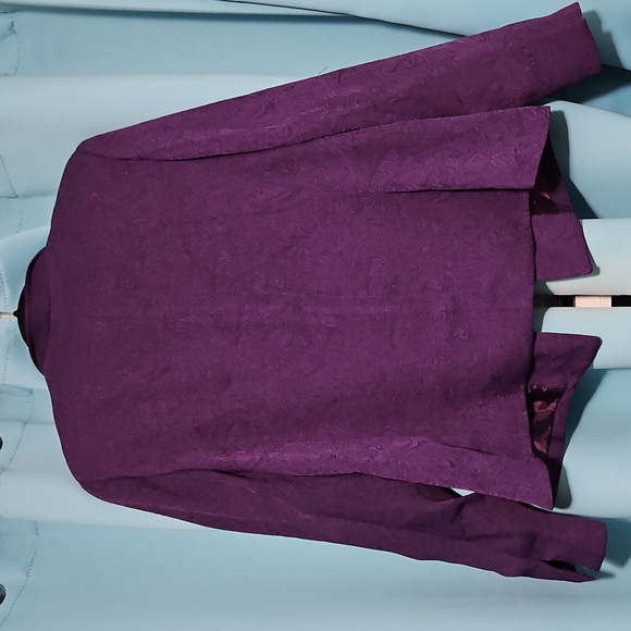 Elegant Kim Rogers plum purple jacquard open front jacket blazer, sz 14 - Picture 8 of 10